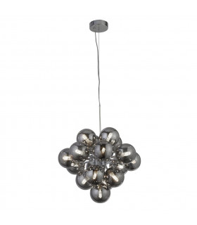 Berry Glass Pendelleuchte, verchromter Baustahl, getönt 17 Glühbirnen 36cm
