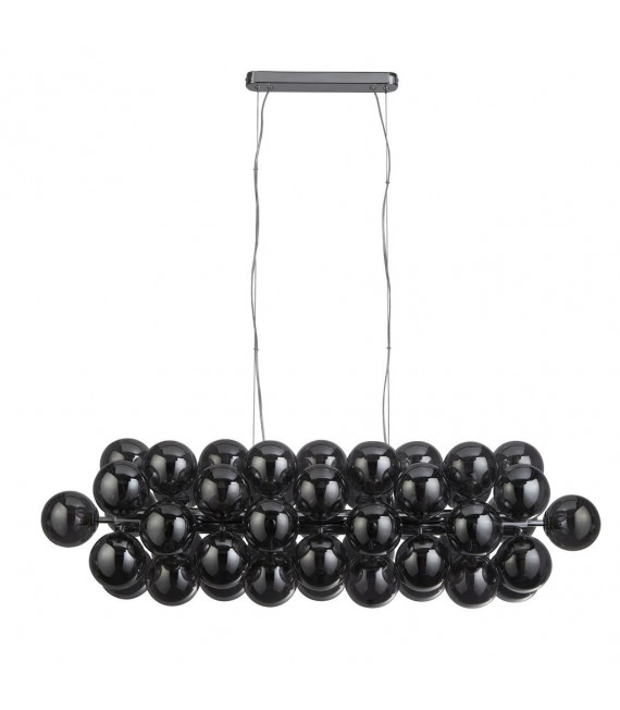 Suspension Berry Verre,acier doux Chrome,fumé 25 ampoules 31cm