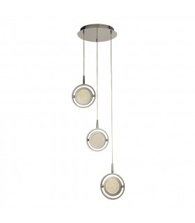 Suspension Gyroscope Verre,acier inoxydable,caoutchouc en silicone,acier doux Chrome, blanc,Transparent 1 ampoule 27,5cm