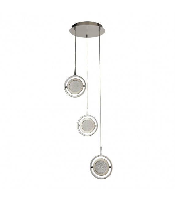 Suspensión de giroscopio Vidrio, acero inoxidable, caucho de silicona, acero dulce Cromo, blanco, transparente 1 bombilla 27,5 c