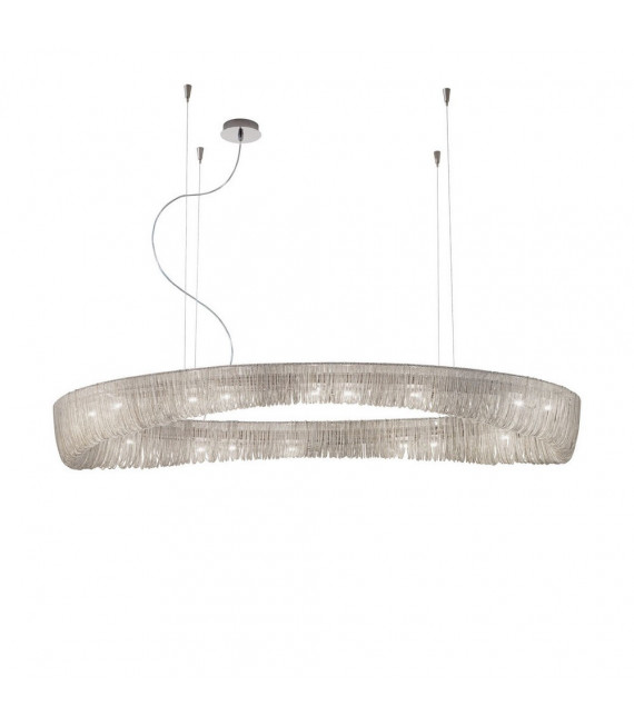 Ceiling light Cloud Polished chrome 20 bulbs 200cm