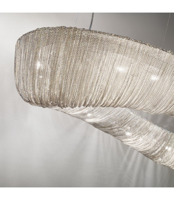 Plafonnier Cloud Chrome poli 20 ampoules 200cm