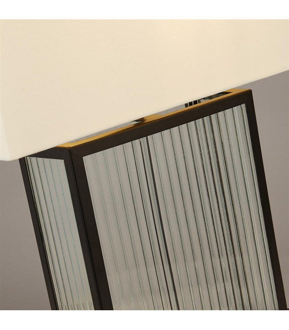 Clarendon Tischlampe Glas, Kunststoff, Samt, weißer Baustahl, Schwarz, Klar 1 Glühbirne 37cm