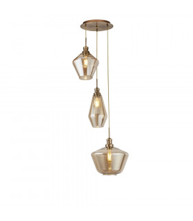 Suspension Mia Acier doux Laiton antique 3 ampoules 150cm