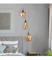 Suspension Mia Acier doux Laiton antique 3 ampoules 150cm