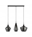 Mia pendant lamp 3 bulbs Glass, mild steel Smoked Black