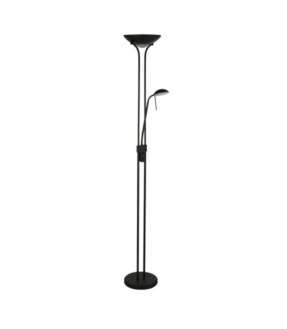 Stehlampe mit Leselicht Mother Glass, Acryl, Baustahl Mattschwarz 1 Glühbirne 180cm