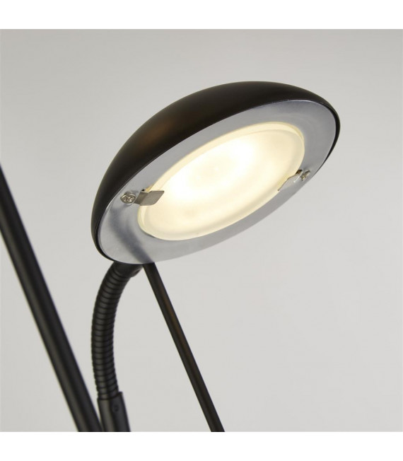 Stehlampe mit Leselicht Mother Glass, Acryl, Baustahl Mattschwarz 1 Glühbirne 180cm