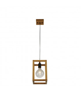 Lampada a sospensione quadrata Plastica, legno intrecciato Nero, legno naturale 1 lampadina 30cm