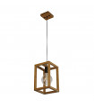 Square pendant lamp Plastic, woven wood Black, natural wood 1 bulb 30cm