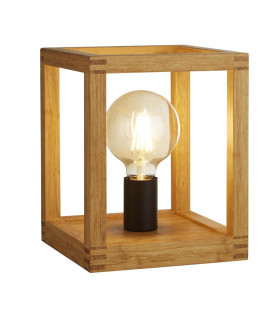 Lampada da tavolo Square 1 lampadina Plastica, legno di bambù intrecciato Nero, legno naturale