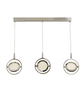 Luz colgante con giroscopio 1 bombilla Vidrio, acero inoxidable, caucho de silicona, acero dulce Cromo, blanco, transparente