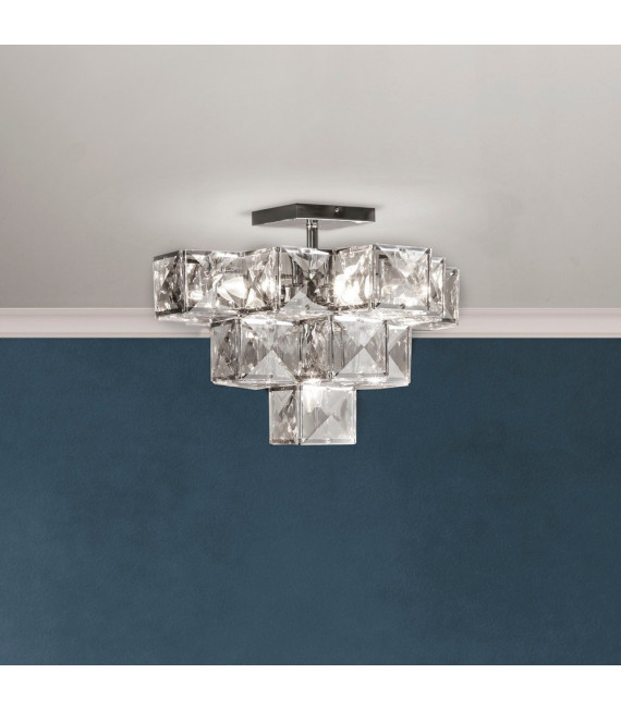 Plafoniera Glacier Acciaio dolce Cromo 5 lampadine 39cm