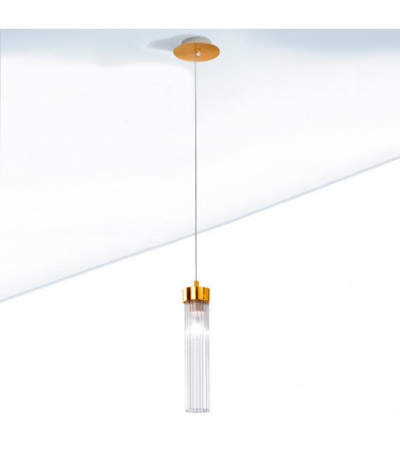 Lampada a sospensione design Raggio Foglia oro 1 lampadina 28cm