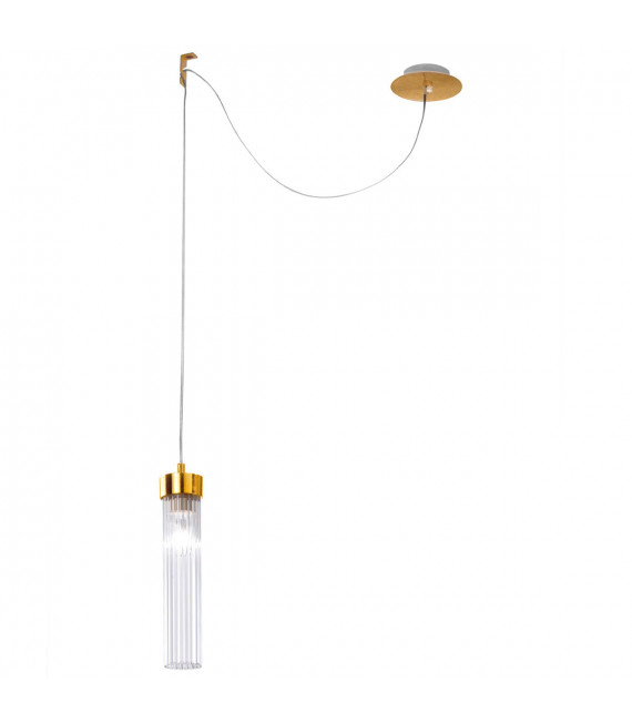 Suspension design Raggio Feuille d'or 1 ampoule 28cm