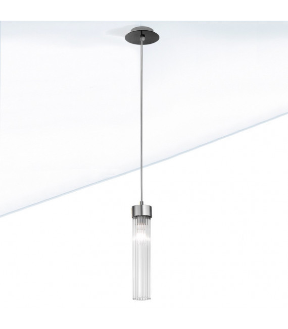 Suspension design Raggio Brun brossé 1 ampoule 28cm