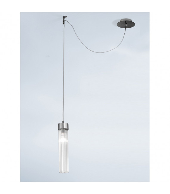 Suspension design Raggio Brun brossé 1 ampoule 28cm