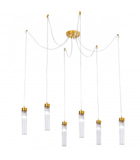 Lampada a sospensione Raggio Foglia oro 6 lampadine 28cm