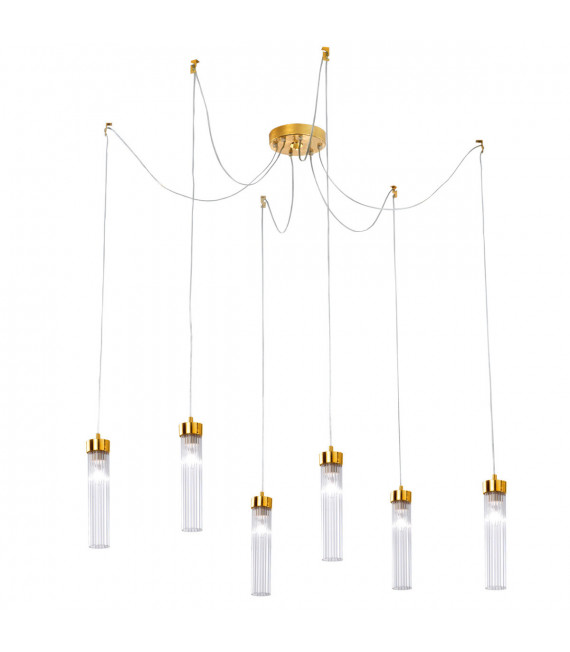 Lampada a sospensione Raggio Foglia oro 6 lampadine 28cm