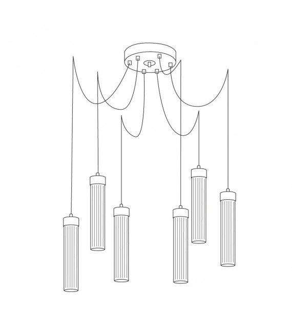 Suspension Raggio Feuille d'or 6 ampoules 28cm