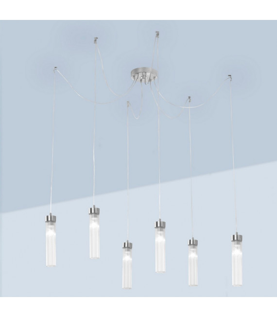 Raggio pendant lamp Silver leaf 6 bulbs 28cm
