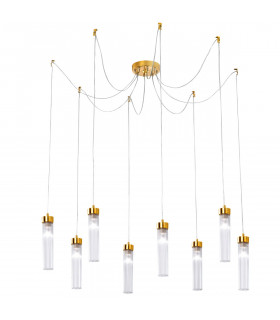 Suspension Raggio Feuille d'or 8 ampoules 28cm