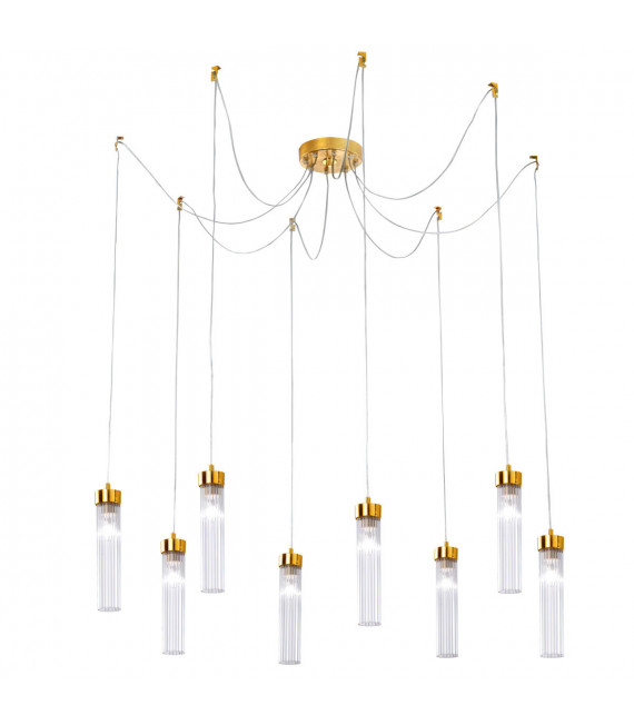 Lámpara colgante Raggio Pan de oro 8 bombillas 28cm