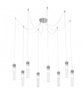Suspension Raggio Feuille d'argent 8 ampoules 28cm