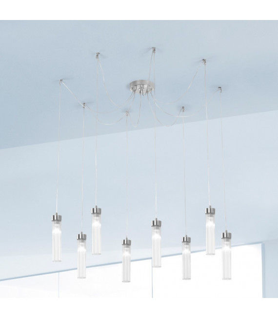 Raggio pendant lamp Silver leaf 8 bulbs 28cm