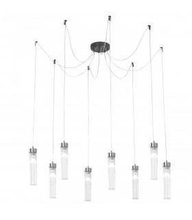 Lampada a sospensione Raggio Marrone spazzolato 8 lampadine 28cm