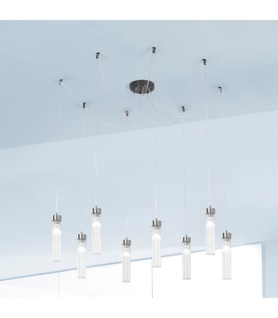 Raggio Pendelleuchte Braun gebürstet 8 Glühbirnen 28cm