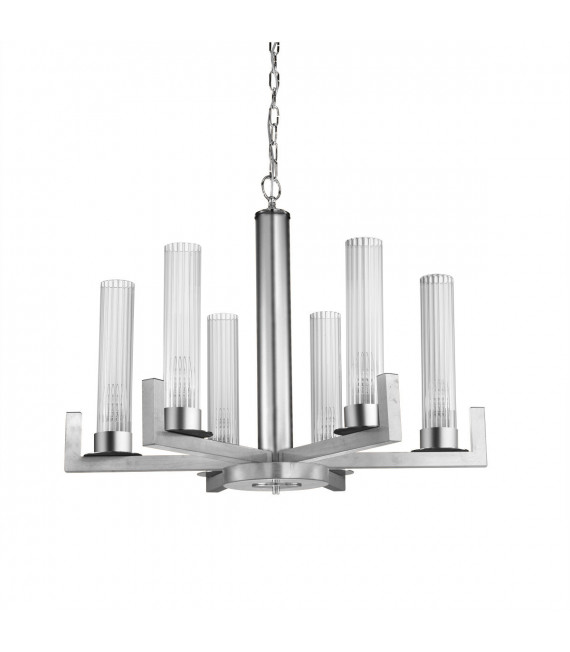 Raggio 6-Light Silver Leaf Pendant