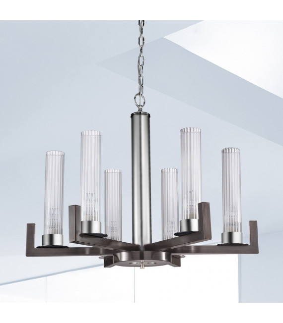 Lampada a sospensione Raggio Marrone spazzolato 6 lampadine 57,5 cm
