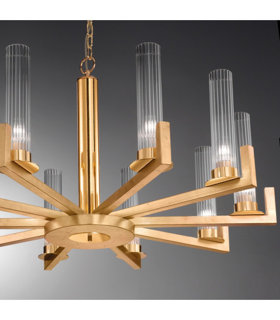 Raggio pendant lamp 10 gold leaf bulbs