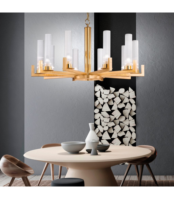 Raggio pendant lamp 10 gold leaf bulbs