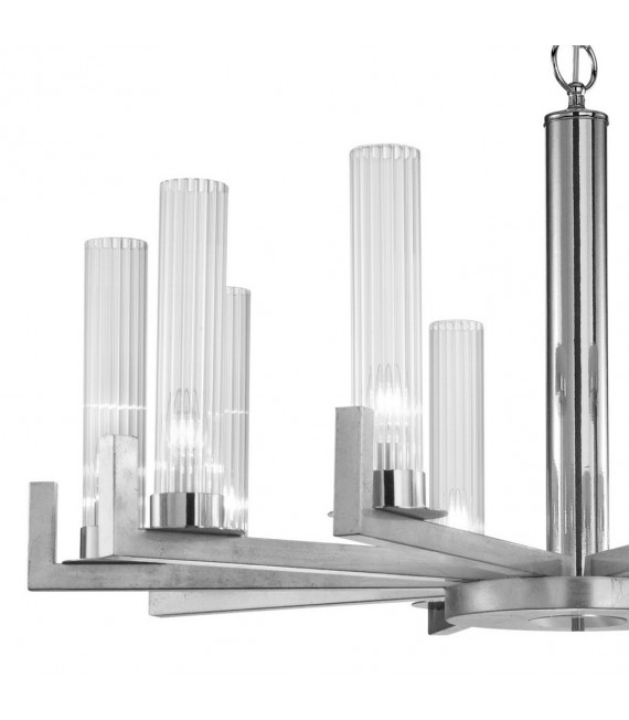 Raggio pendant lamp Silver leaf 10 bulbs 57.5cm