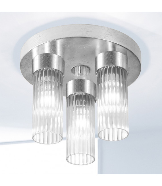 Plafoniera Giro Foglia Argento 3 lampadine 21,5cm