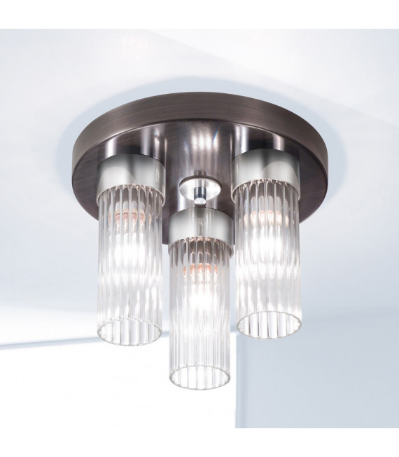 Plafoniera Giro Marrone spazzolato 3 lampadine 21,5 cm