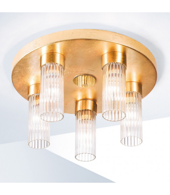 Plafonnier Giro Feuille d'or 5 ampoules 21,5cm