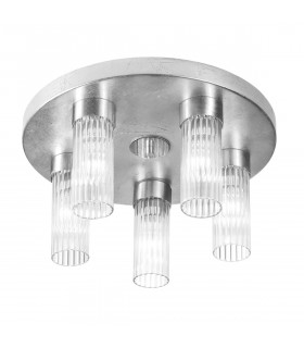 Plafonnier Giro 5 ampoules Feuille d'argent