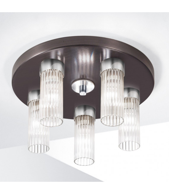 Plafonnier Giro 5 ampoules Brun brossé