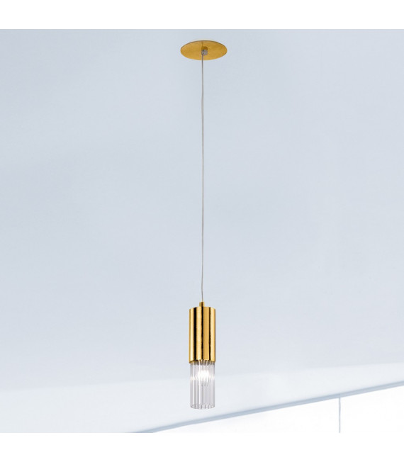 Suspension design Giro 1 ampoule Feuille d'or