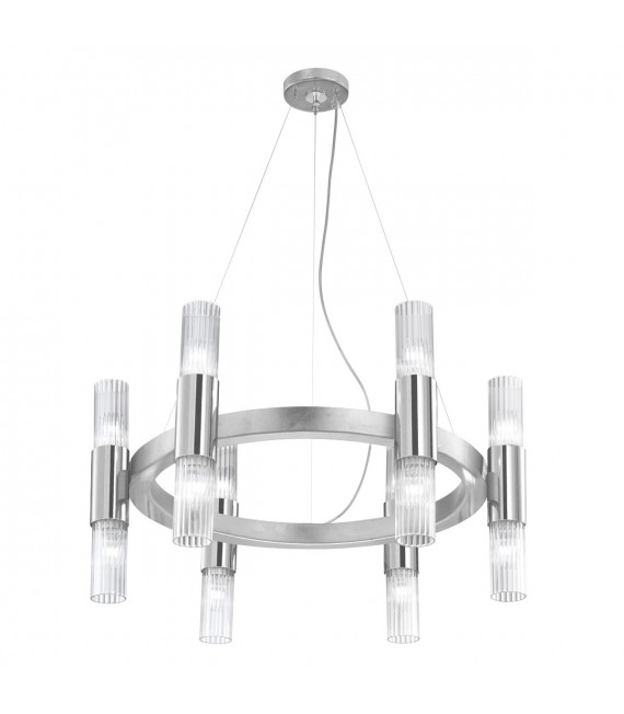 Applique Giro foglia argento a 12 luci
