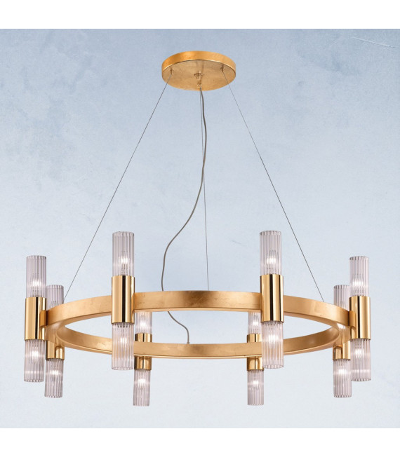 Applique Giro foglia oro a 16 luci