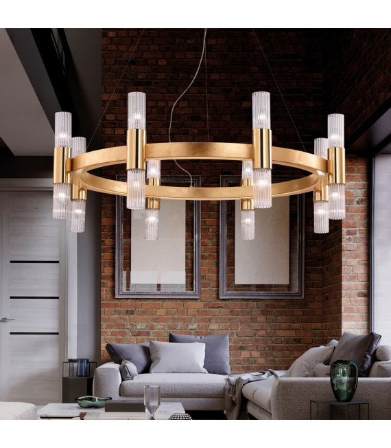 Applique Giro foglia oro a 16 luci