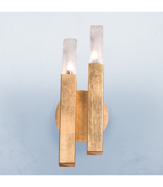 Wandleuchte Spigolo Blattgold 2-flammig 32,5cm