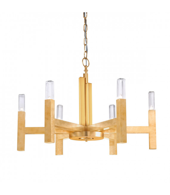 Lámpara colgante Spigolo Pan de Oro 6 bombillas 61,4cm