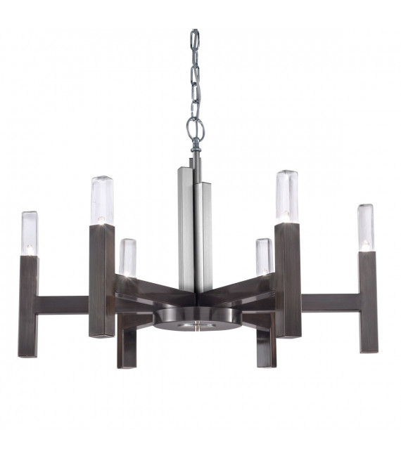 Suspension Spigolo Brun brossé 6 ampoules 61,4cm