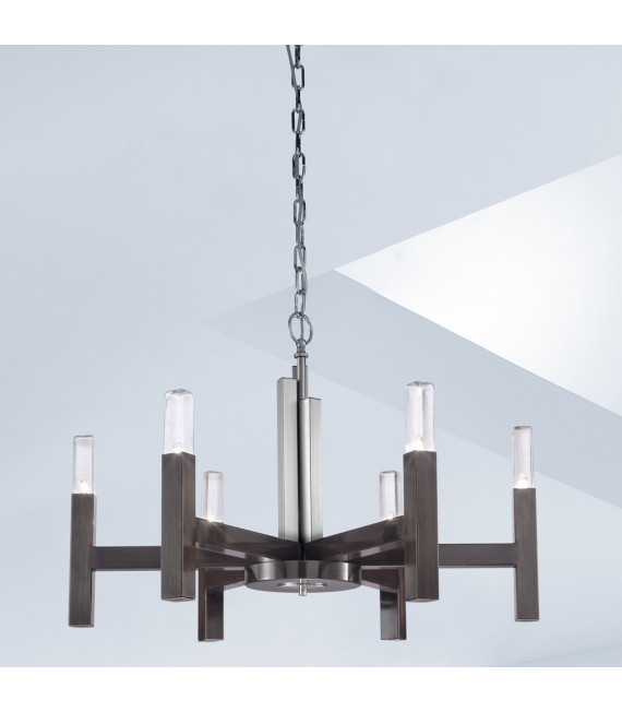 Spigolo suspensión Marrón cepillado 6 bombillas 61,4cm