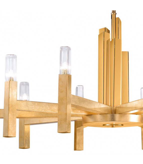 Lámpara colgante Spigolo Pan de oro 10 bombillas 61,4cm